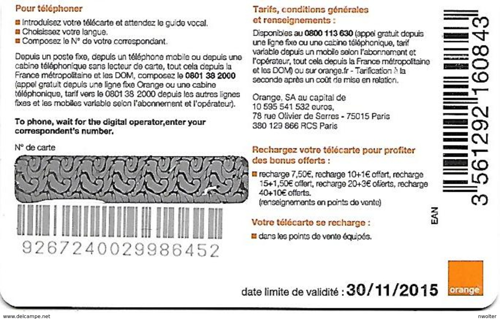 @+ France - Orange à Puce 7,50€ - Une Idee A Noter ? - Fin 31/11/2015 - Ref : CC-FT12H - 2013
