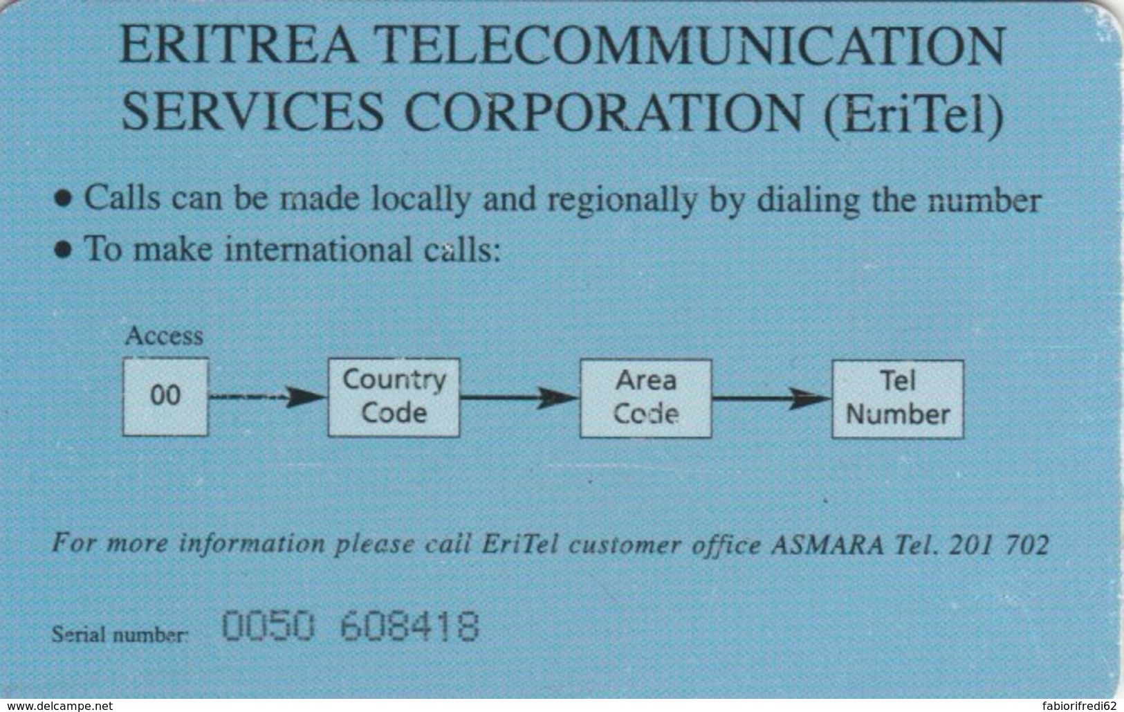 PHONE CARD- ERITREA (E57.4.1 - Eritrea