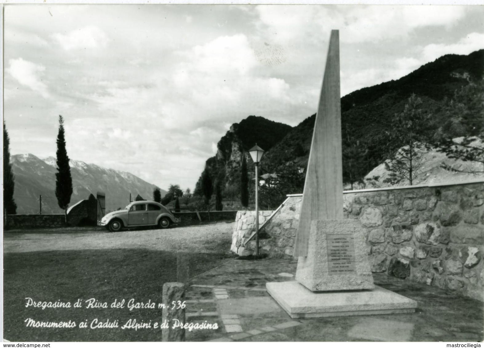PREGASINA  RIVA DEL GARDA  TRENTO  Monumento Ai Caduti Alpini  Auto VW Kafer Inaugurazione 24 Maggio 1964 - Trento