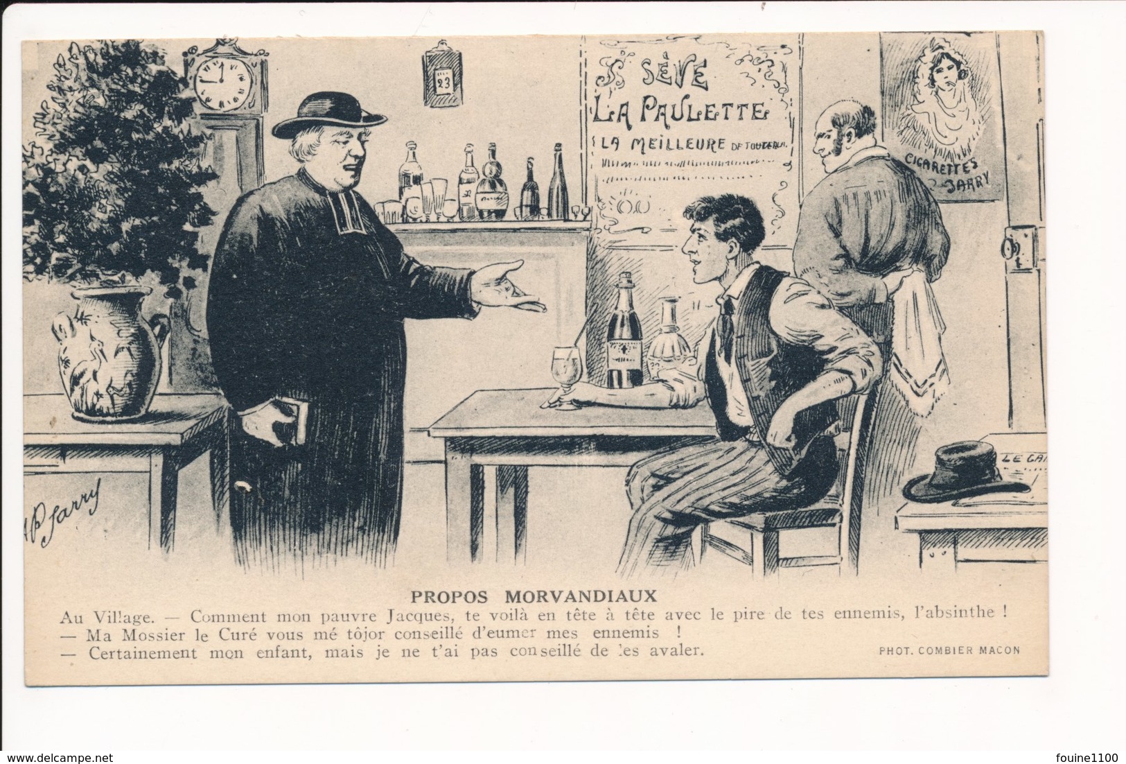 Carte Humoristique Propos Morvandiaux ( Morvan )( Curé / Absinthe / Café )( Illustrateur A P Jarry ) - Autres & Non Classés