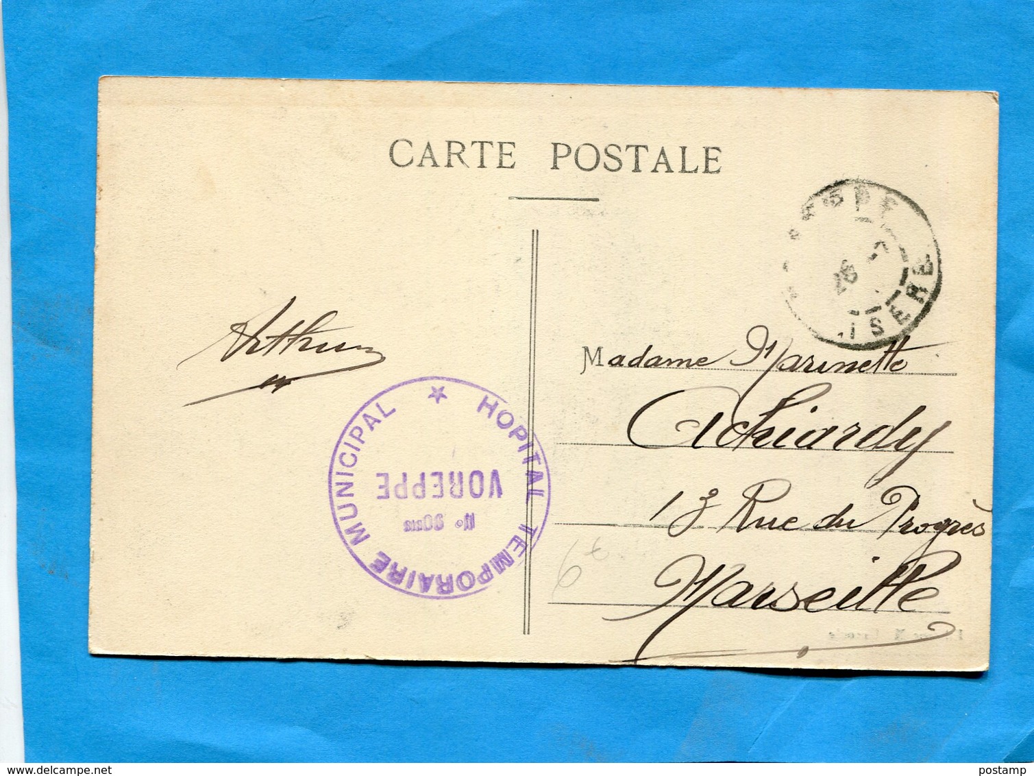 Guerre 14-18-carte De La  Placette-isère - Cachet-hopital  Temporaire  Municipal -Voreppe -isère-cad 26-2 16 - Guerre De 1914-18