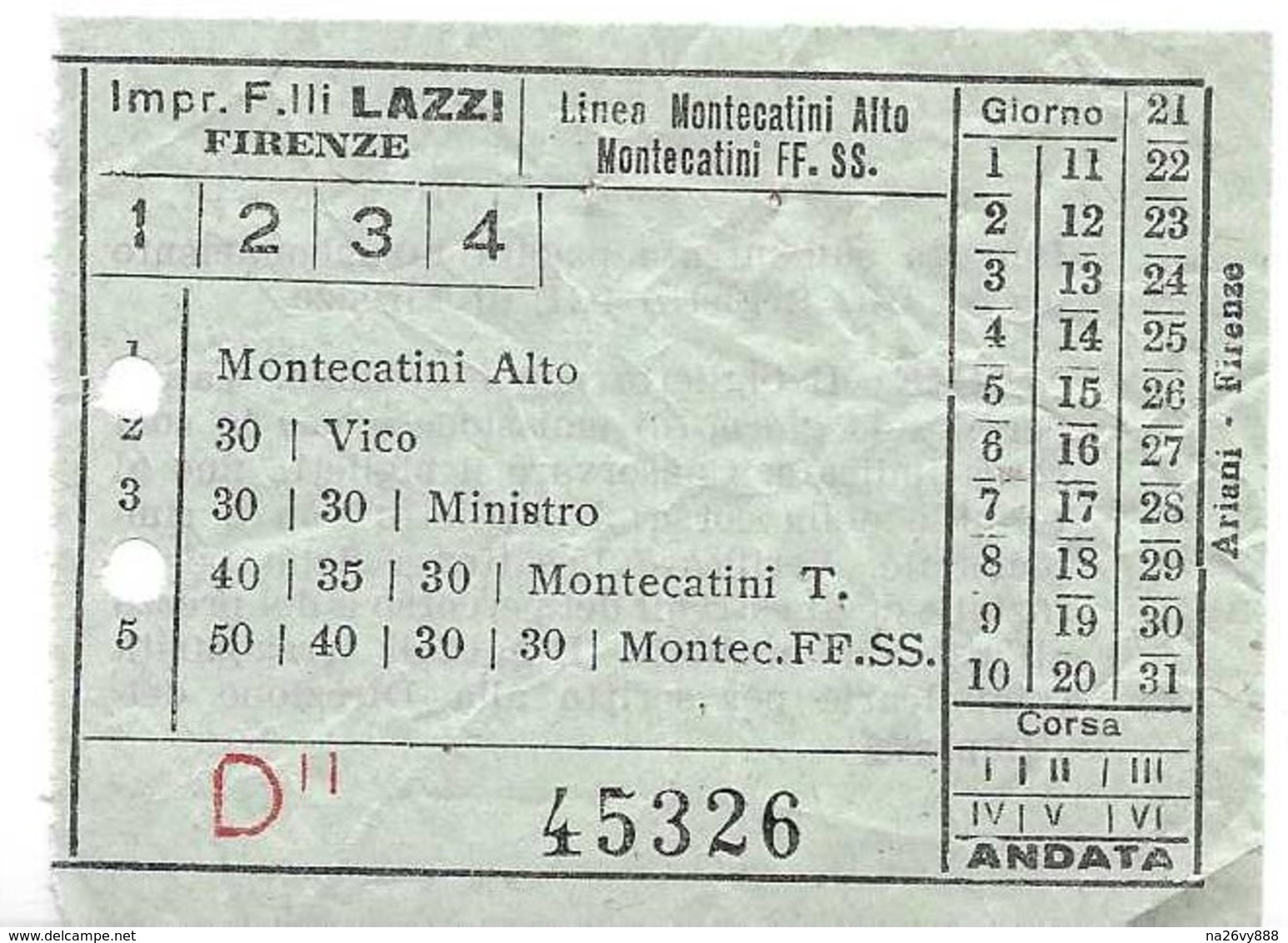 Impresa Fratelli Lazzi (Firenze). Linea Montecatini Alto - Montecatini FF. SS. - Europa