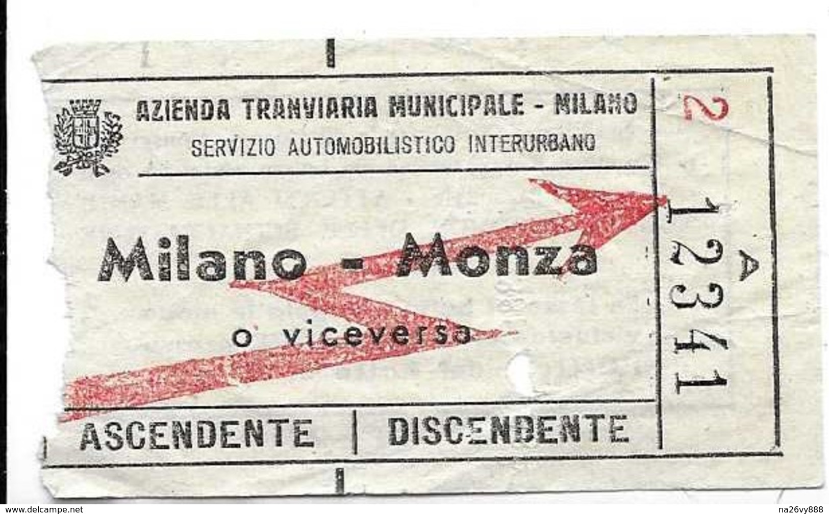 Azienda Tranviaria Municipale (Milano). Servizio Automobilistico Interurbano. Milano - Monza O Viceversa. - Europa