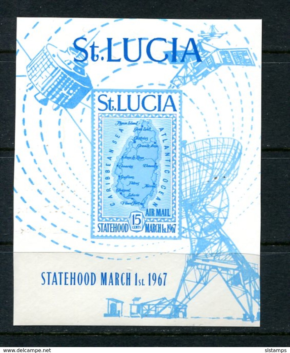 Map Of St. Lucia 1967 Sc C1 Imperf Souvenir Sheet Cv $50 - St.Lucia (...-1978)