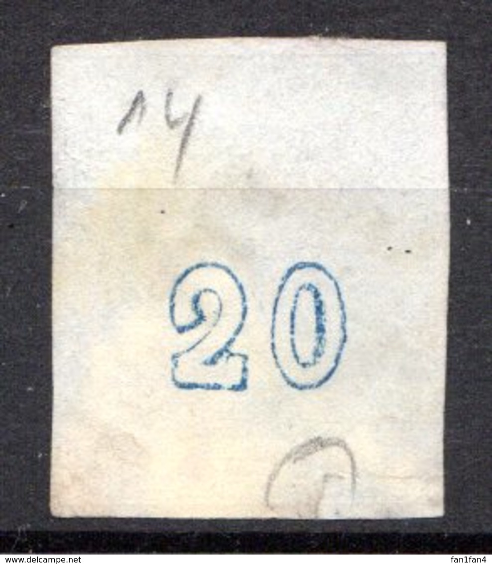 GRECE (Royaume) - 1861-62 - N° 14A - 20 L. Bleu - (Tête De Mercure) - (Avec Chiffre Au Verso) - Usati