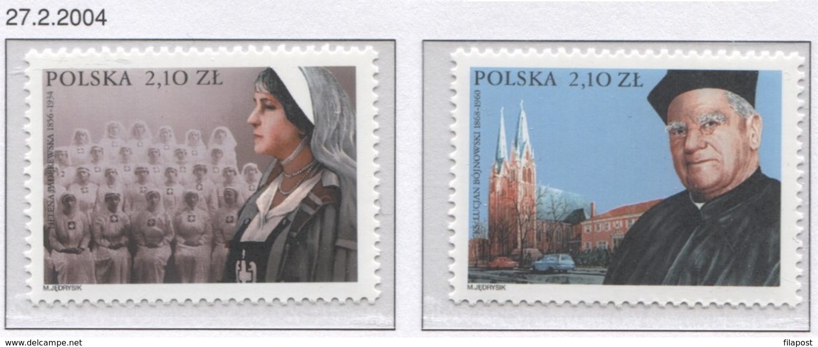 Poland 2004, Mi 4097-98 Poles In The World - Helena Paderewska White Cross, Lucjan Bojnowski World War I **MNH  (dz) - Ongebruikt