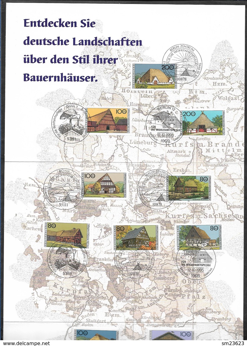 BRD  1995 + 1996 , Bauernhäuser In Deutschland - Großes Faltblatt Mit Allen 10 Marken + Sondestempel / Fine Used / (o) - Gebruikt