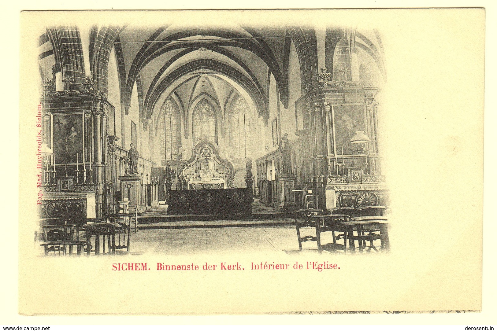 A0943	[Postkaart] Sichem. Binnnenste Der Kerk. Intérieur De L’Eglise. (Mad. Huybrechts) [Scherpenheuvel Zichem] - Scherpenheuvel-Zichem