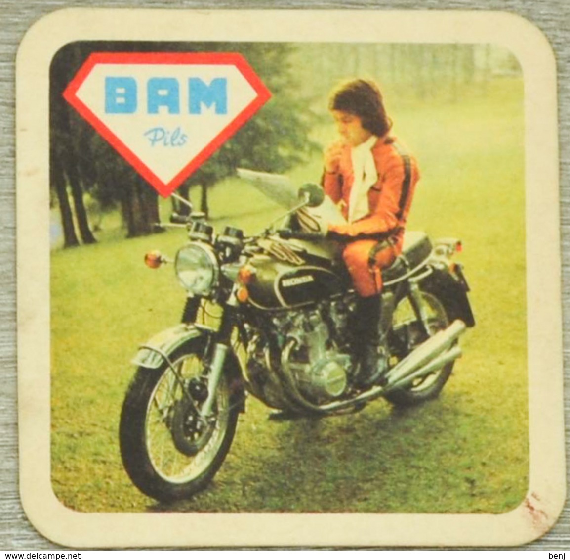 Sous-bock BAM Pils Moto Motard Homme Honda Brasserie Des Alliés Marchienne Bierdeckel Beermat Bierviltje (CX) - Bierdeckel