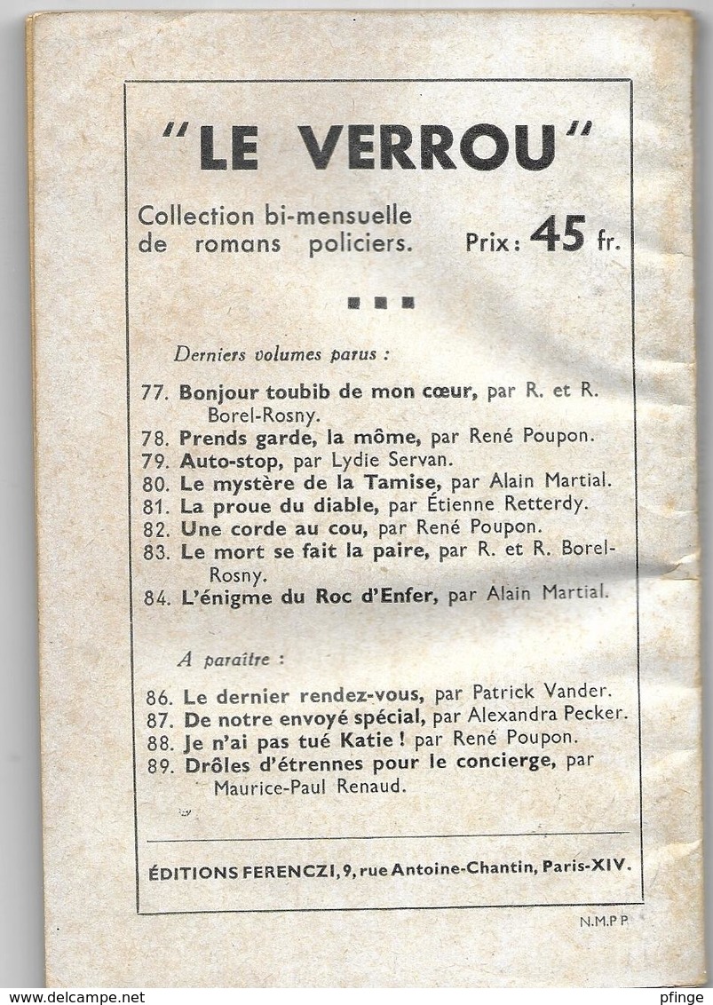 L'invitation Au Meurtre Par Peter Ordway - Le Verrou°85 - Ferenczi (illustration : Sogny ) - Ferenczi
