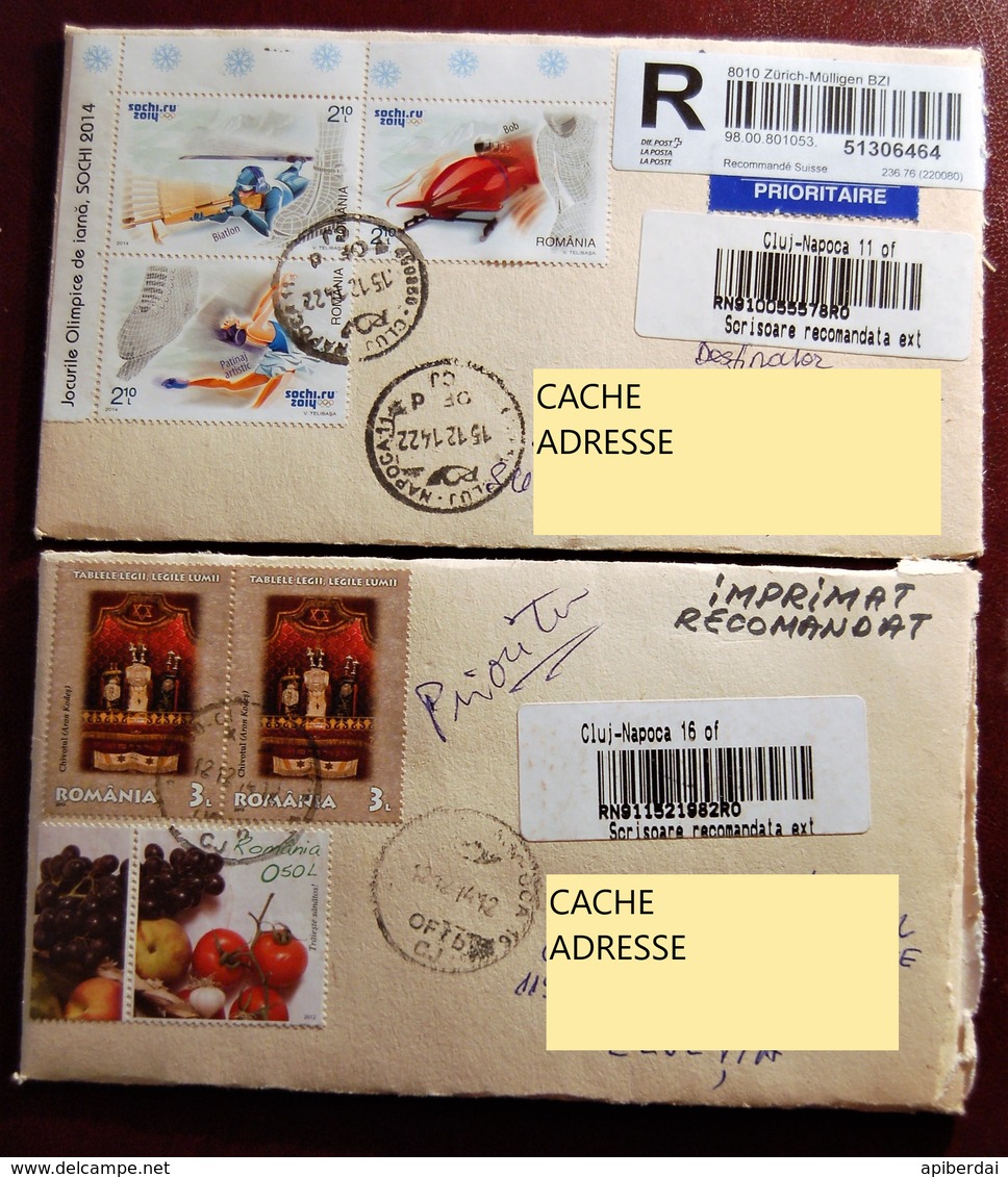 Roumanie Romania - 2014 2 Letters Registered Recto & Verso - Marcofilie