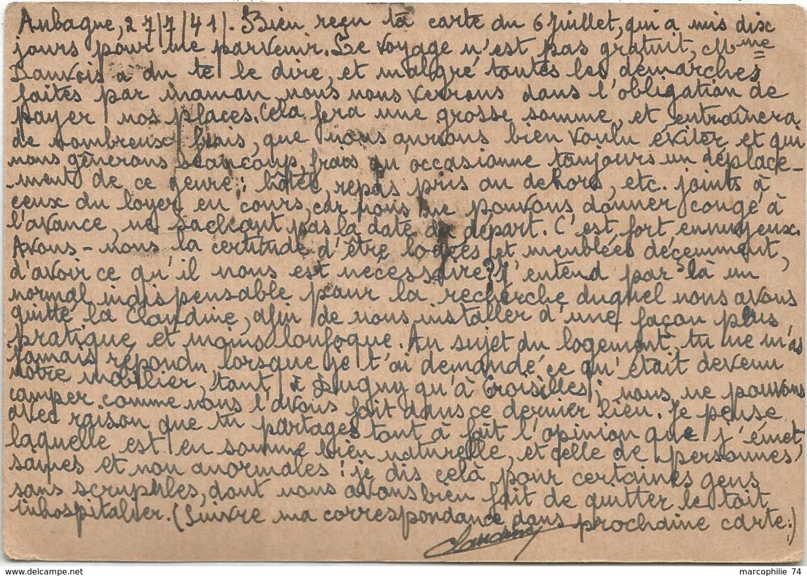 ENTIER 80C IRIS CP AUBAGNE 1941 B DU RHONE POUR PARIS TAXE 30C POSTE RESTANTE - Cartoline Postali E Su Commissione Privata TSC (ante 1995)