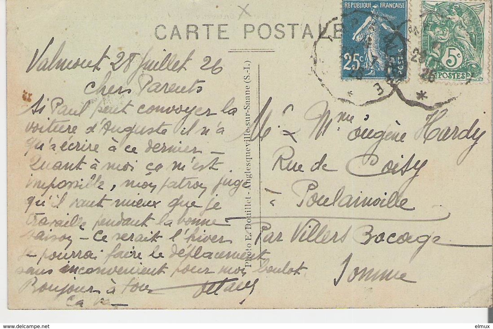 HAUTOT L'AUVRAY. CP Voyagée  En 1926 Route De La Mésangère - Other & Unclassified