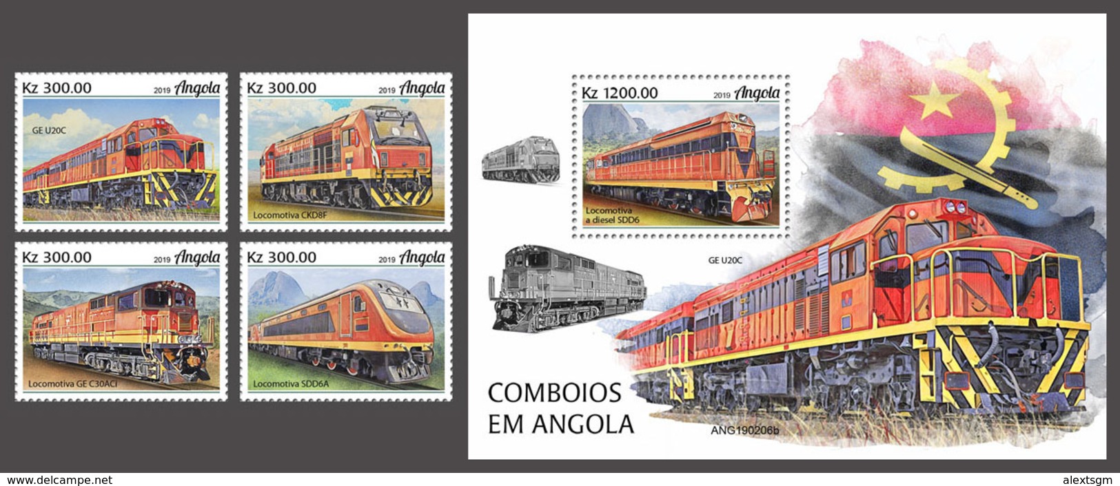 ANGOLA 2019 - Trains In Angola, 4v + S/S. Official Issue - Angola