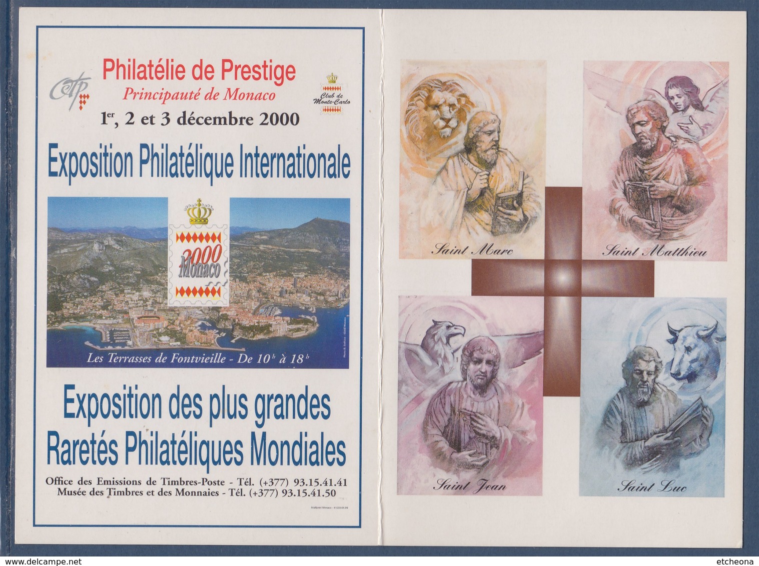= Encart Double Sur Expositions Philatéliques Internationales 2229 Illustration Les Quatre Evangélistes Monaco 24.12.99 - Storia Postale