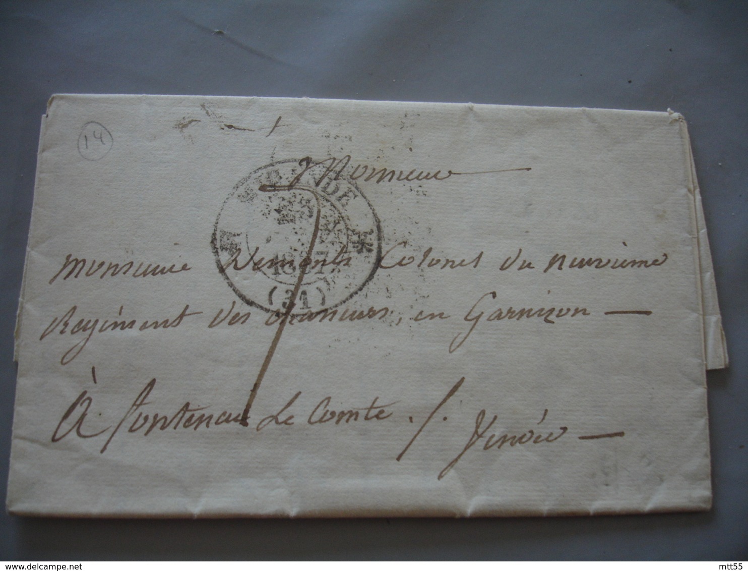 Lettre 1837 Mirande Cachet Type 13 Pour Fontenay Le Comte Taxe 7 - 1801-1848: Précurseurs XIX