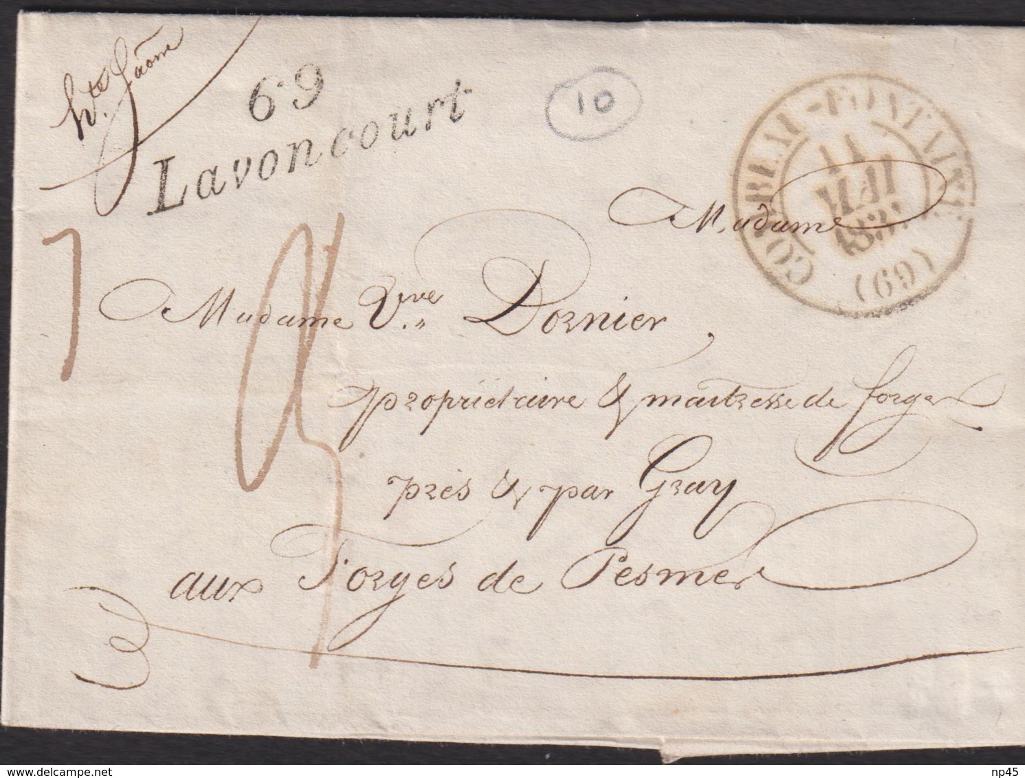 LETTRE DE LA HAUTE-SAONE AVEC CURSIVE DE LAVONCOURT LAC 1831 TB - 1801-1848: Precursori XIX