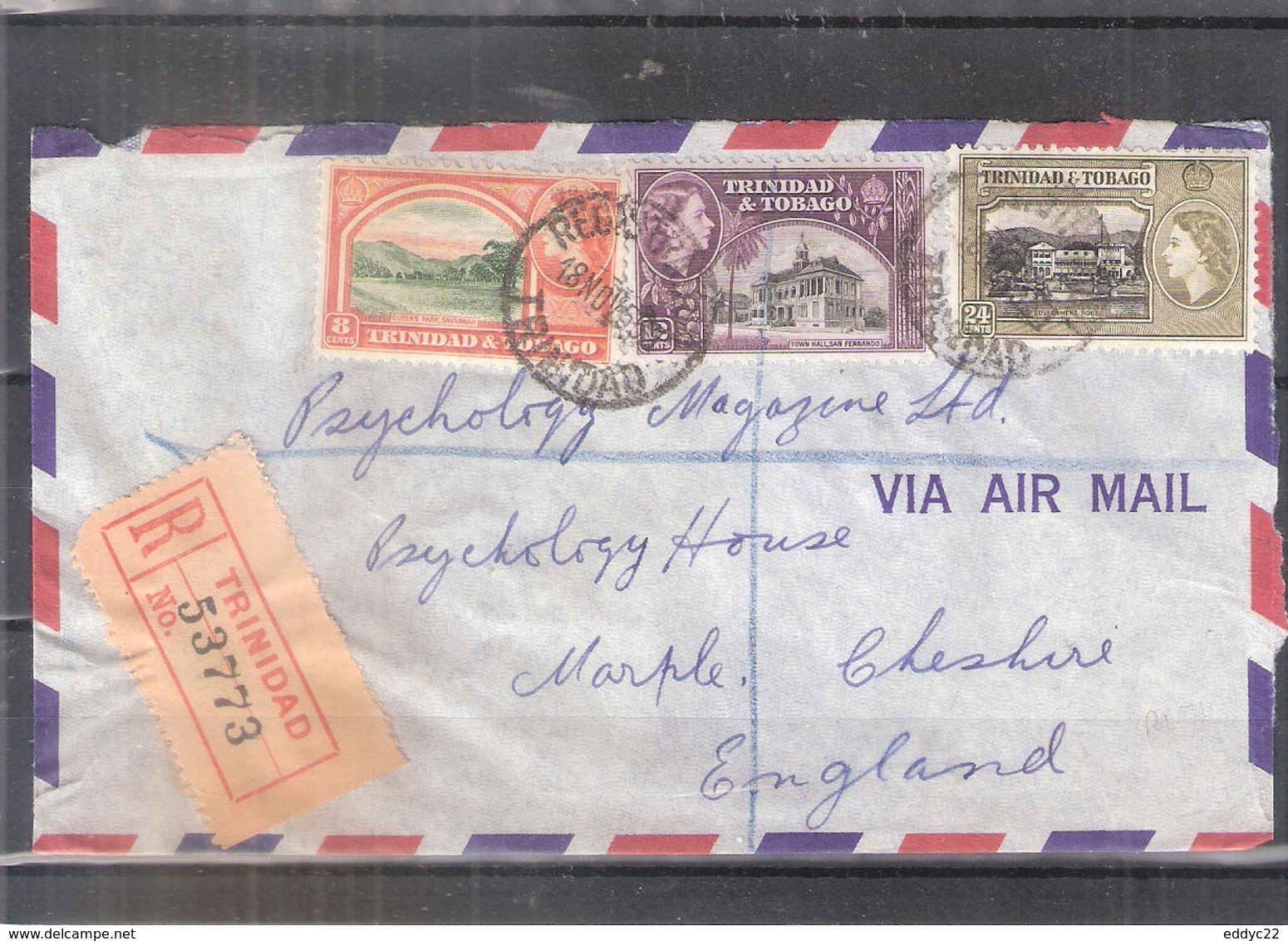 Registered Cover From Trinidad & Tobago To England - 1955 (to See) - Trinité & Tobago (1962-...)