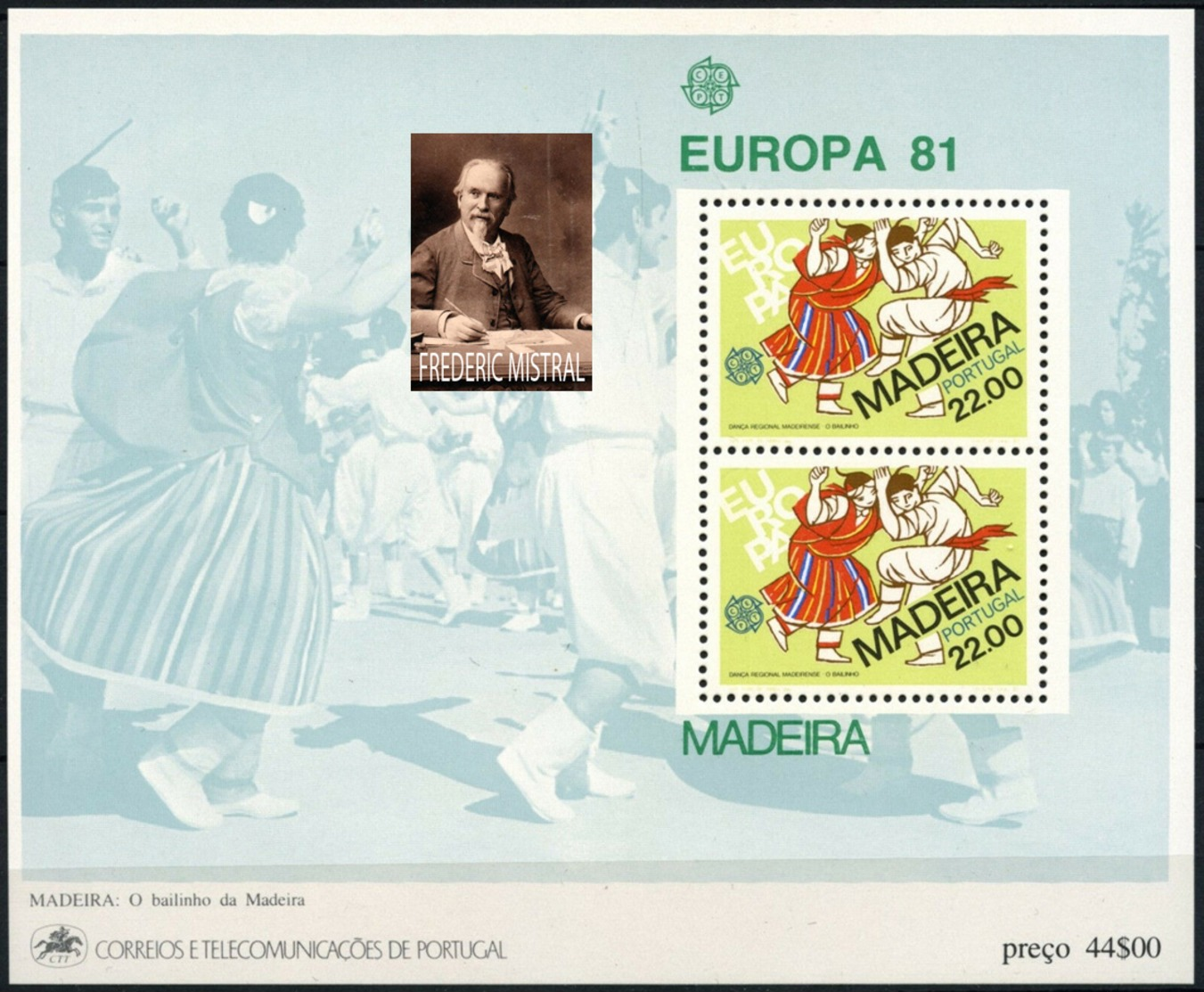 PORTUGAL MADEIRA -  Frédéric Mistral  - NOBEL PRIZE LAUREATES  -1 Sheet MNH - Prix Nobel