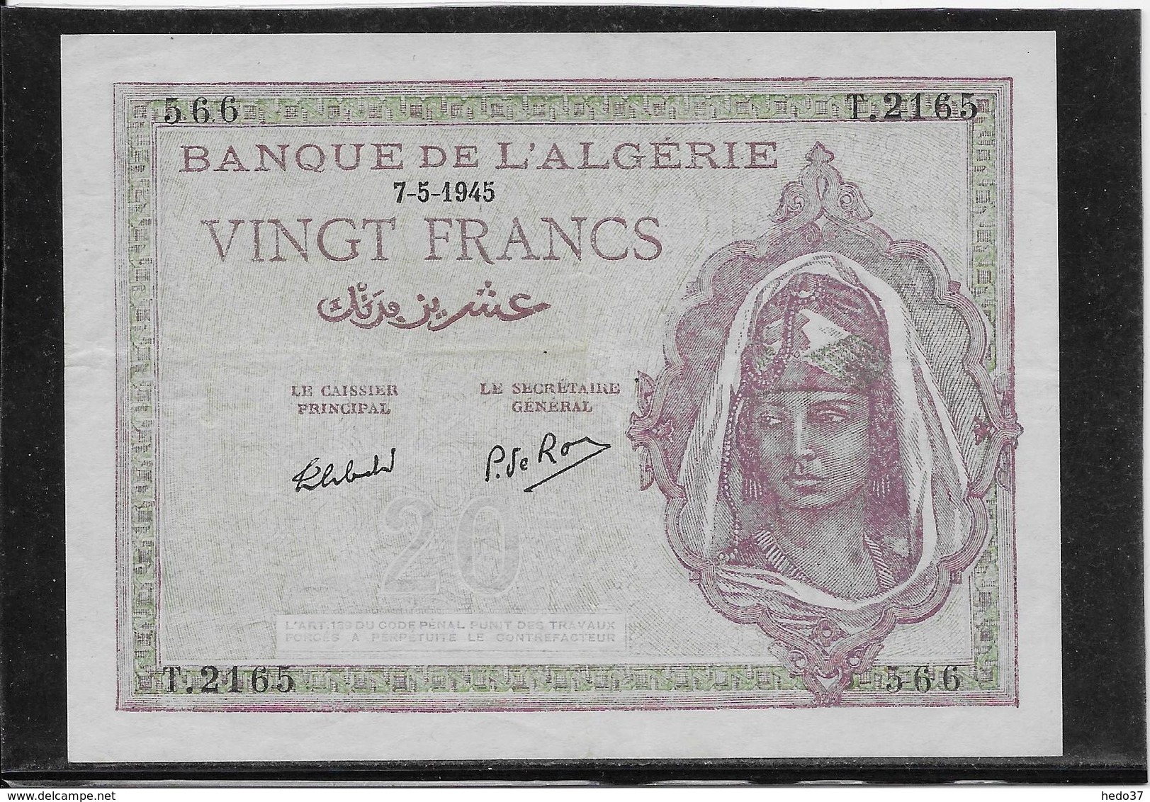 Algérie - 20 Francs - Pick N°92b - SPL - Algérie