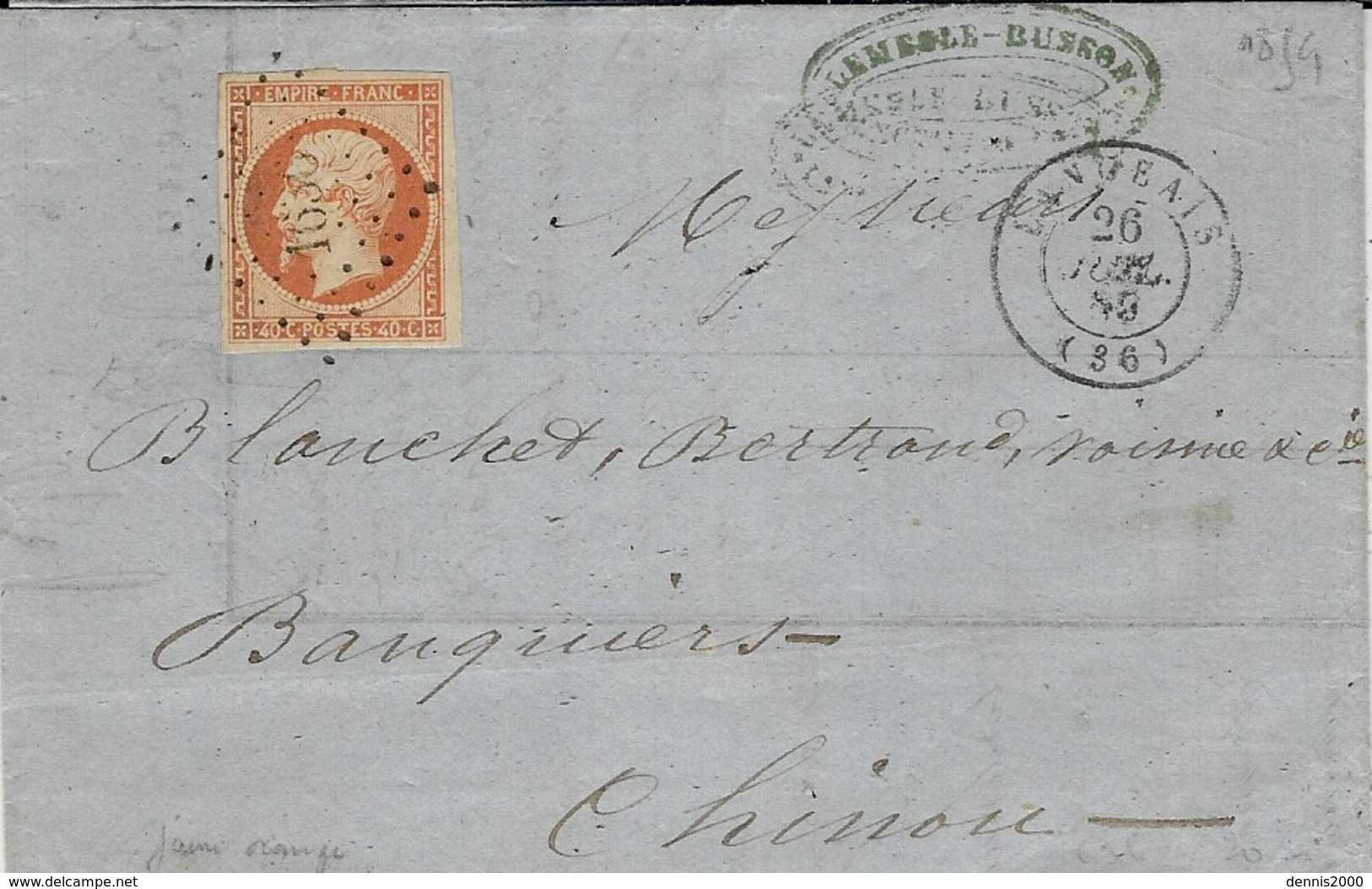 1859- Lettre De  LANGEAIS ( Indre Et Loire ) Cad T15 Affr. N°16 ( 4 Marges ) Oblit. P C  1636 - 1849-1876: Periodo Classico