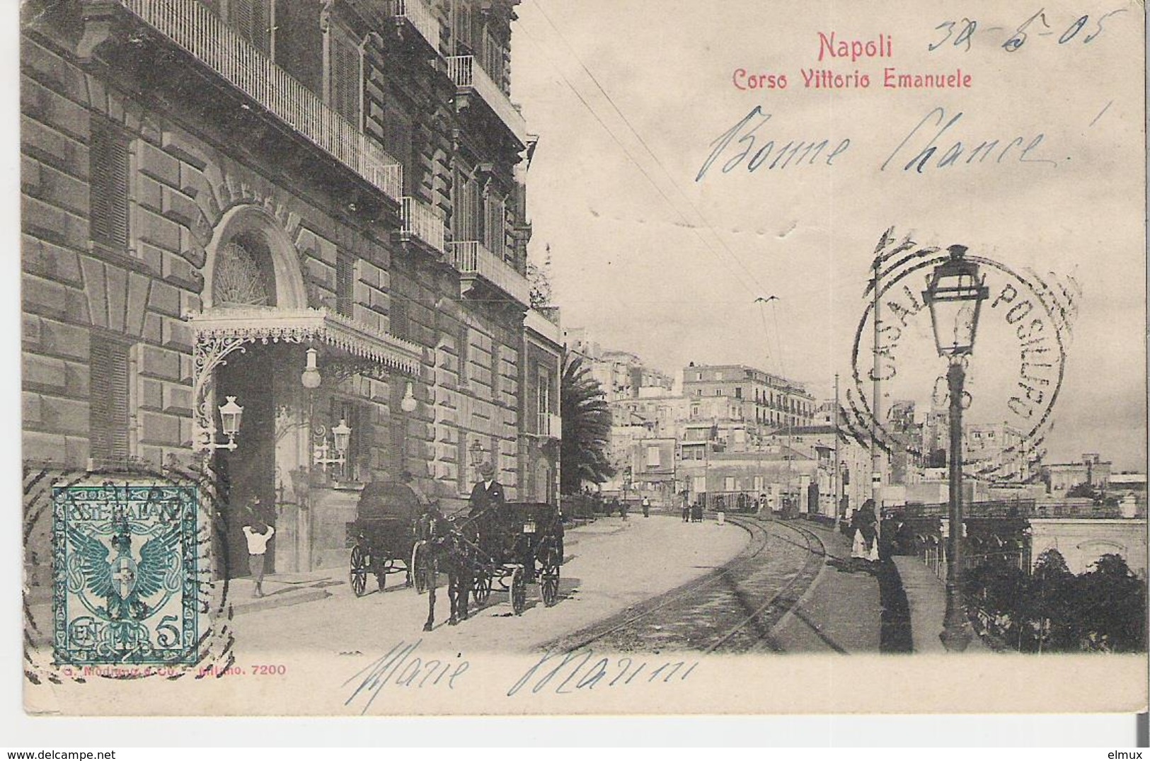 ITALIE - NAPLES - NAPOLI. CPA Voyagée En 1905 Corso Vittorio Emanuele - Napoli (Napels)