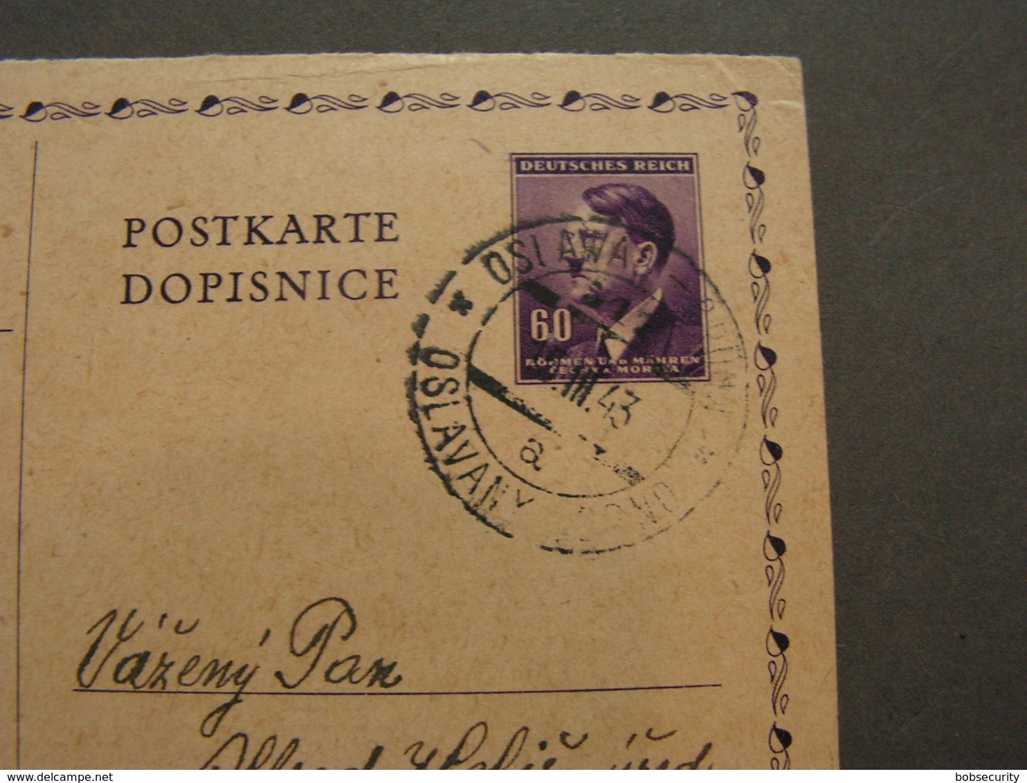 BM Karte Ivancice , Oslavan  Bahnpost ?  1943 - Storia Postale