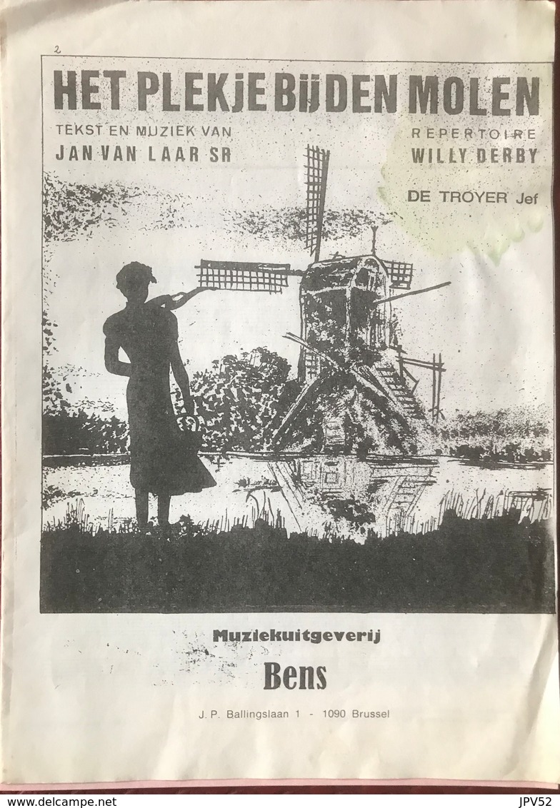 (72) Partituur - Partition - Het Plekje Bij Den Molen - Jan Van Laar - Willy Derby - Klavierinstrumenten