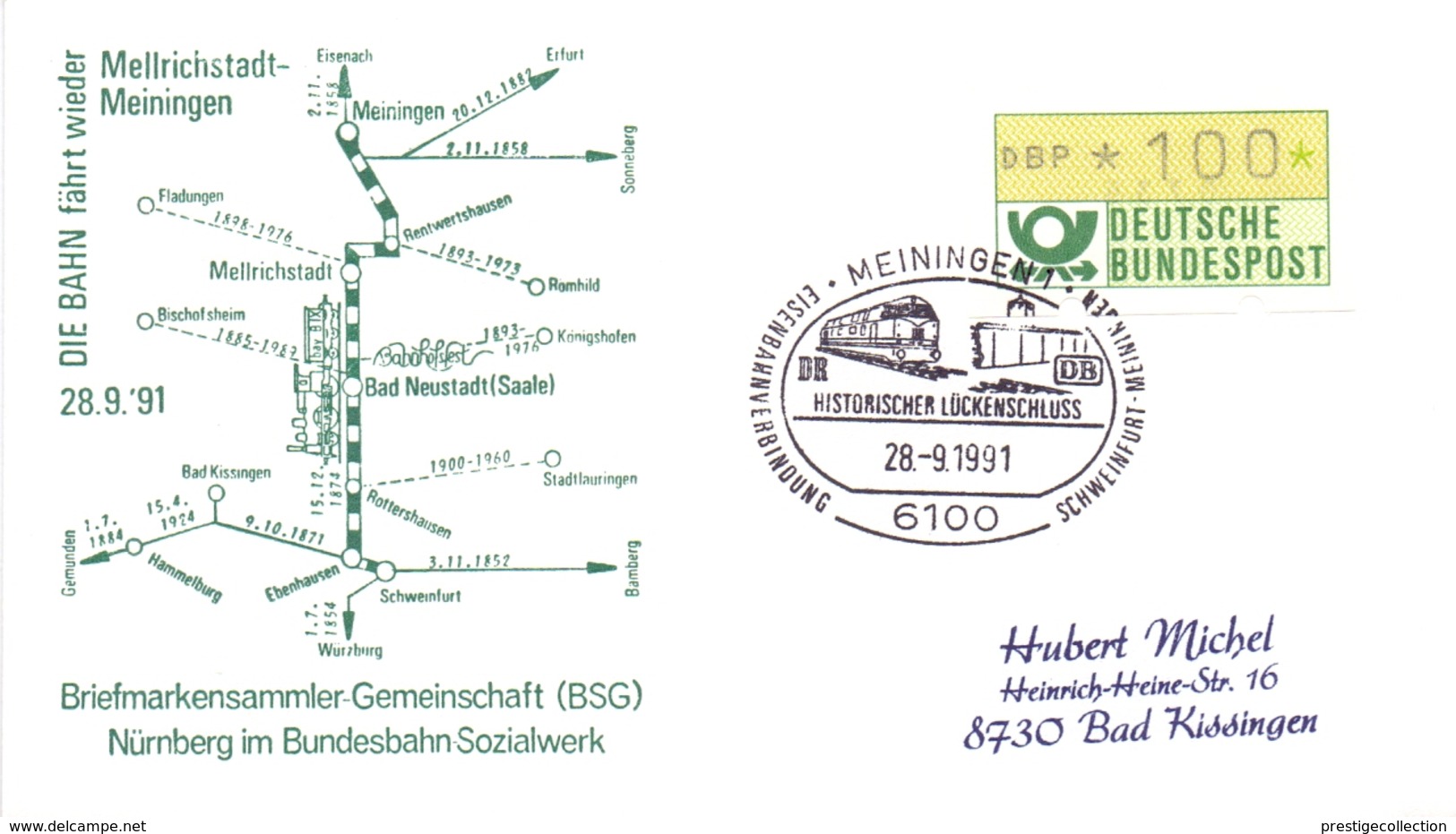 MEININGEN HISTORICAL GAP CLOSURE HISTORISCHER LÜCKENSCHLUSS  1991 COVER   (GENN201035) - Post