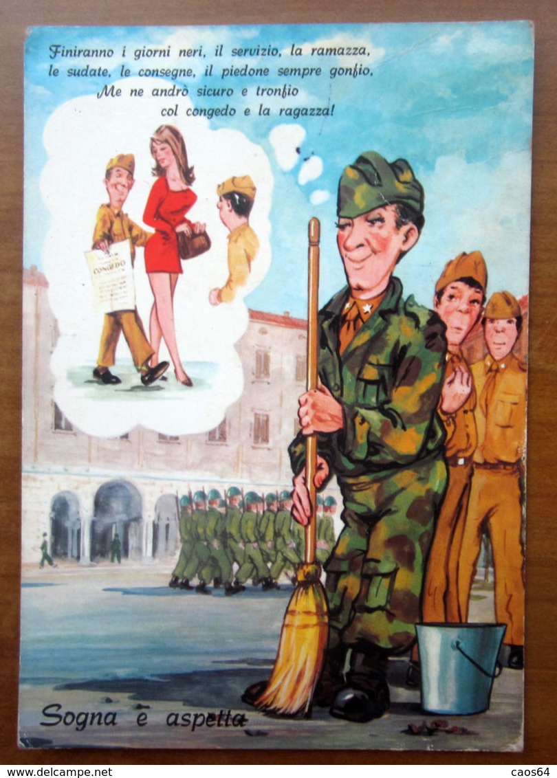 Humor Militari - Sogna E Aspetta Pin Up   CARTOLINA   Viaggiata - Umoristiche