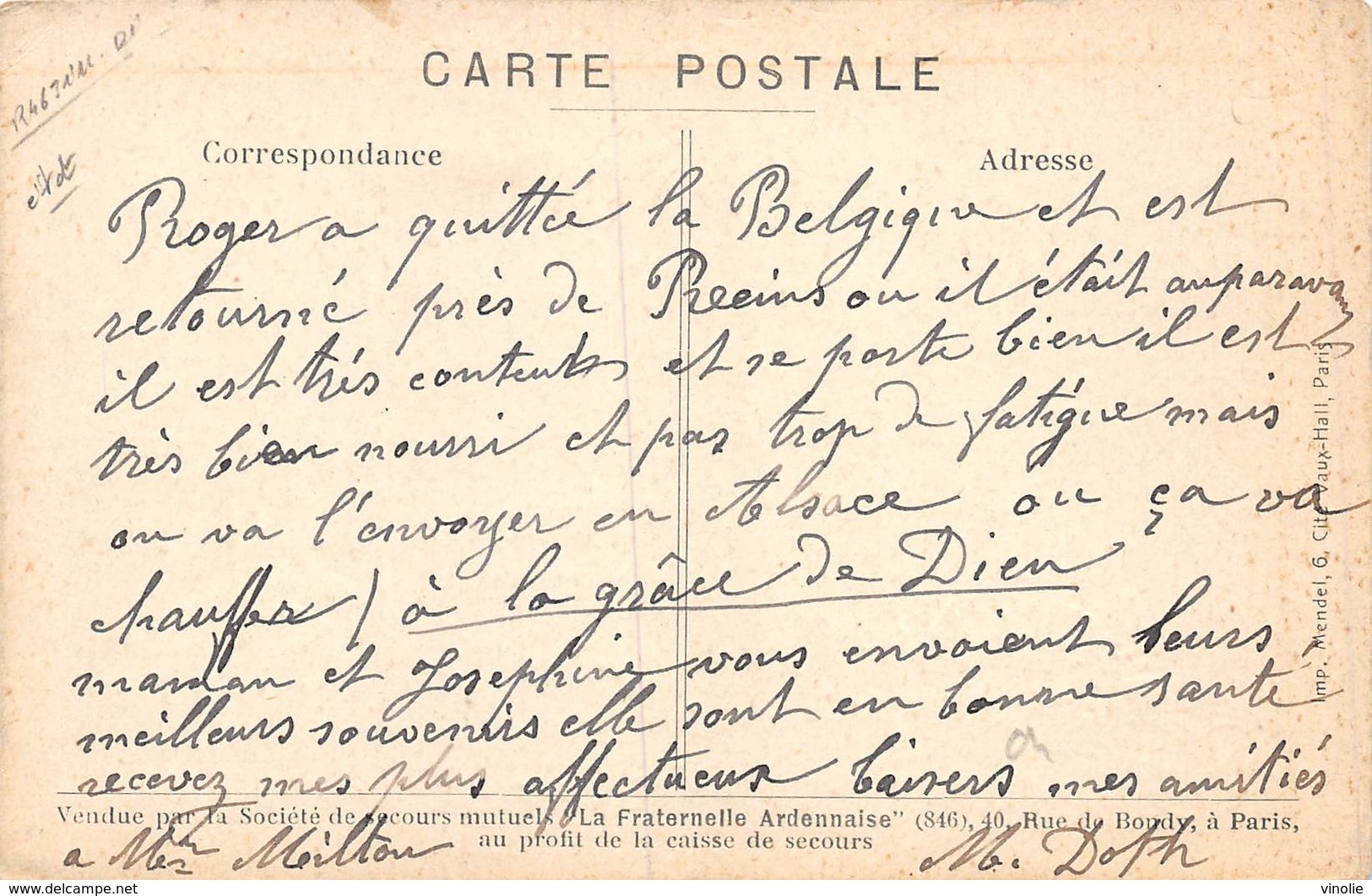 20-1229 : TUE OUI VAINCU JAMAIS 1914. PAR J. GERMAIN.  SOCIETE DE SECOURS MUTUELS FRATERNELLE ARDENNAISE. - Autres & Non Classés