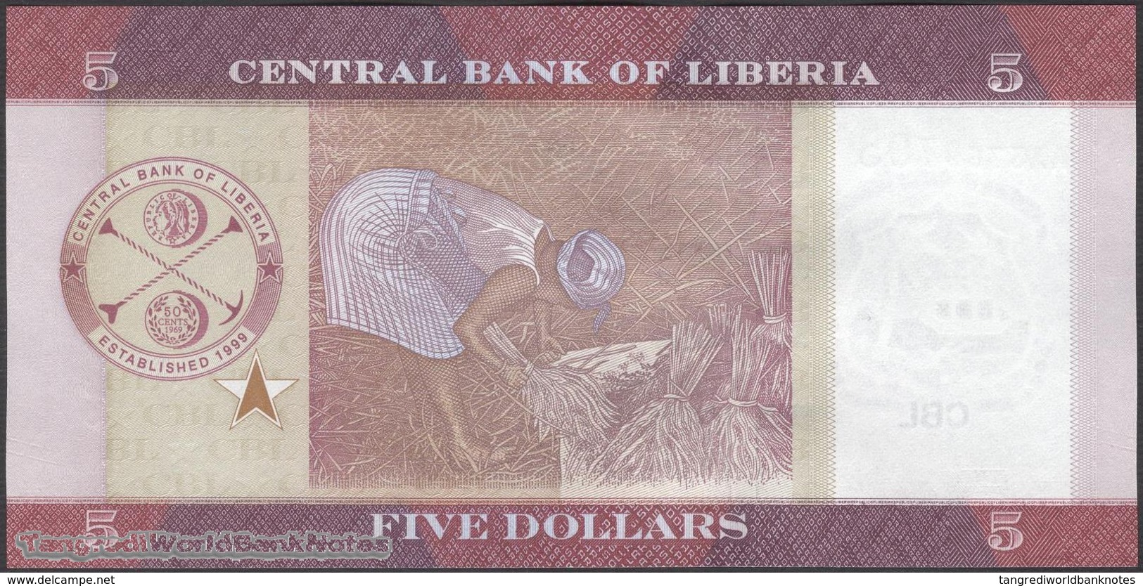 TWN - LIBERIA 31 - 5 Dollars 2016 Prefix AA UNC - Liberia