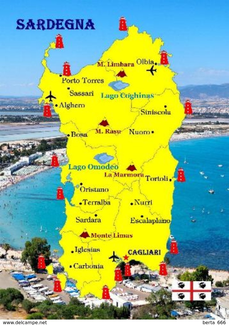 Sardinia Map Sardegna Italy New Postcard Italien Sardinien Landkarte AK - Cagliari