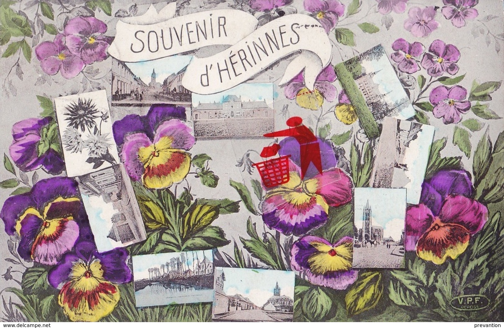 Souvenir D'HERINNES - Superbe Carte Colorée - Pecq