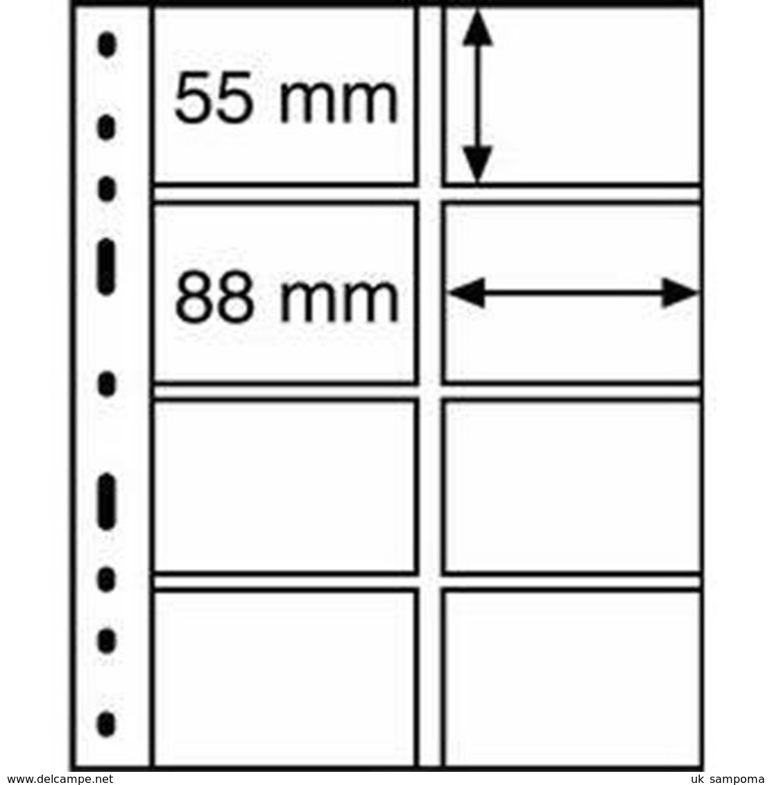 Plastic Pockets OPTIMA, 4-waydivision, For Telephone Cards, Clear - Clear Sleeves