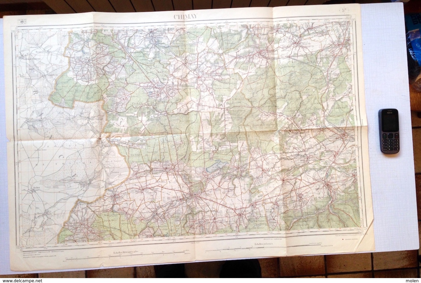 ©1871 CHIMAY CARTE D ETAT MAJOR COUVIN CERFONTAINE SIVRY-RANCE MOMIGNIES MARIEMBOURG GONRIEUX PESCHE SIVRY SAUTIN S376 - Mapas Topográficas