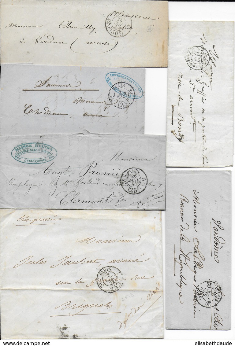 1850/1854 - LOT De 6 LETTRES De PARIS Avec CACHET TAXE De PORT-DU - TB - 1849-1876: Période Classique