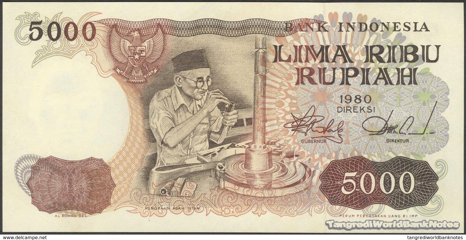 TWN - INDONESIA 120a - 5000 5.000 Rupiah 1980 Prefix SML﻿ UNC - Indonesia