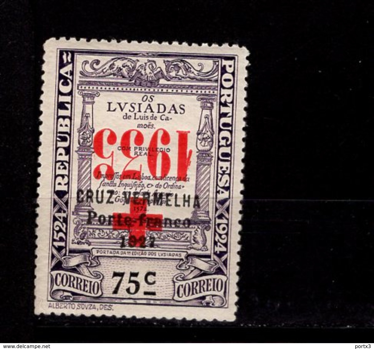 Portugal Portofreiheitsmarken Rotes Kreuz 56 Aufdruck Kopfstehend MLH *  A 33 - Unused Stamps