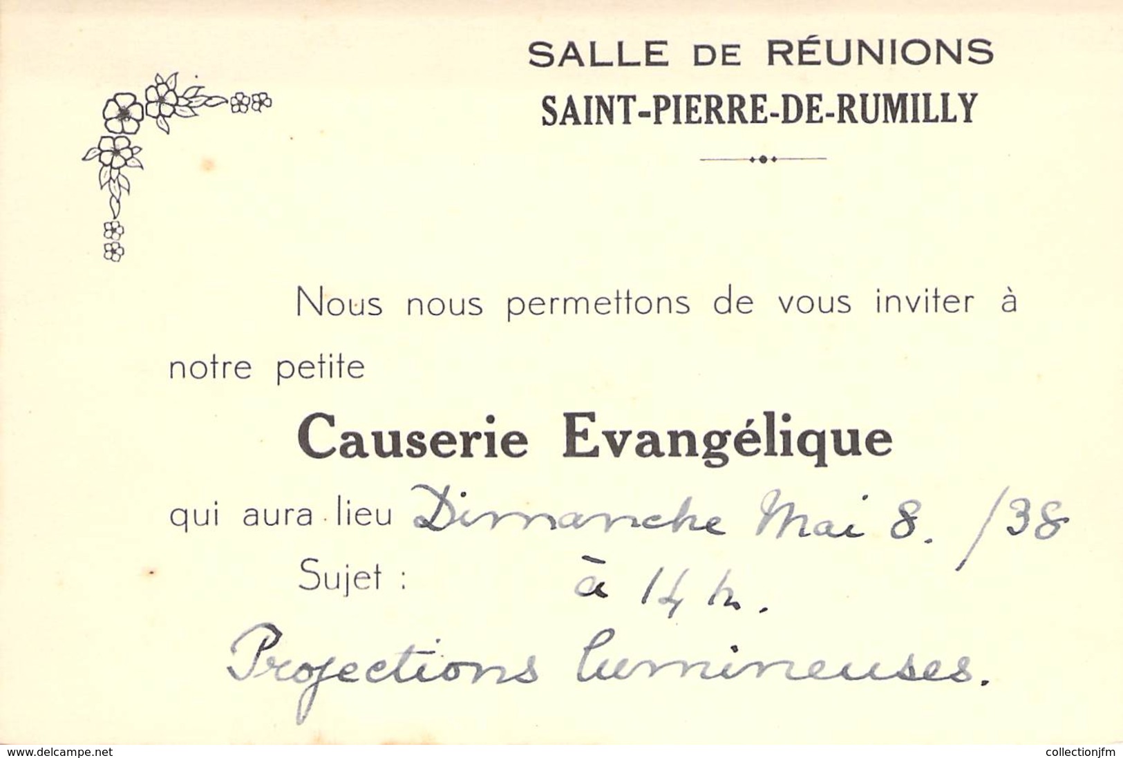 CPA / CARTE DE VISITE FRANCE 74 "Saint Pierre De Rumilly, Causerie Evangélique" - Altri & Non Classificati