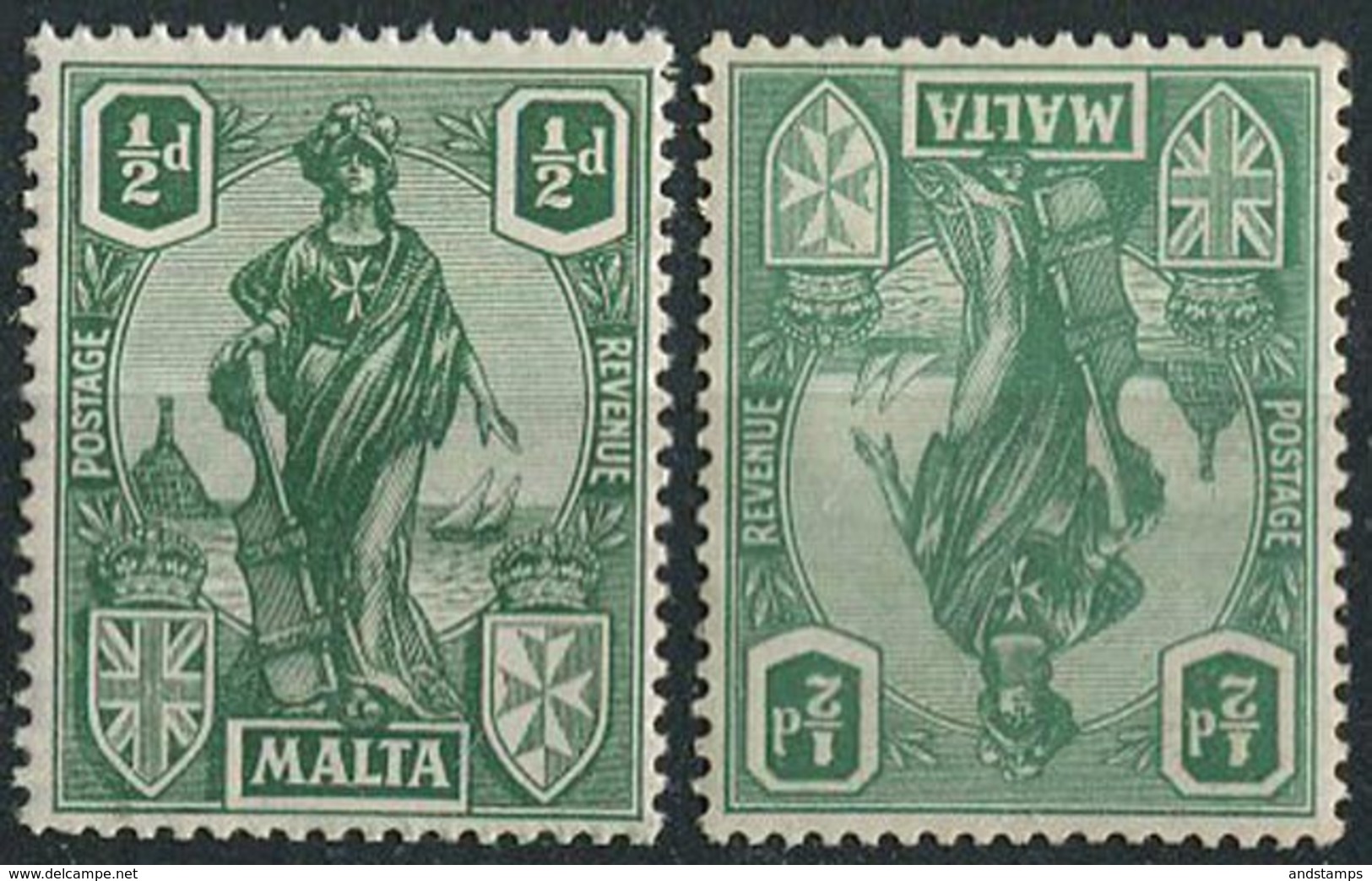 Malta 1922. Michel #83 MNH/MH/Luxe. Ships. Lighthouse. Shades (Ts15) - Lighthouses