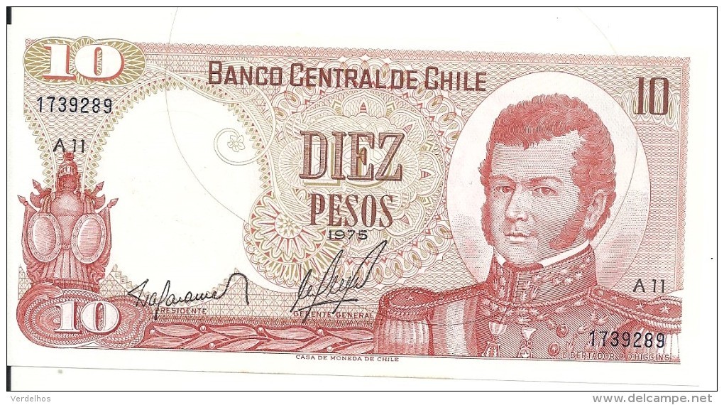 CHILI 10 PESOS 1975 UNC P 150 - Chili