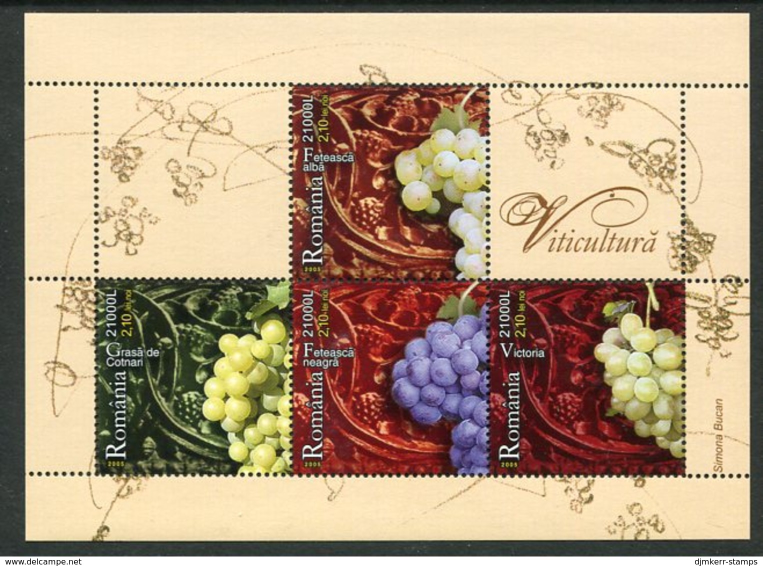 ROMANIA 2005 Wine Grape Varieties MNH / **.  Michel Block356 - Blocks & Sheetlets