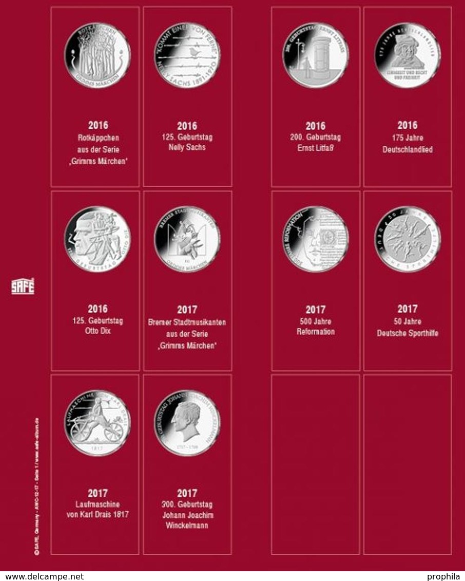 SAFE 7344-1 Münzblatt Mit Vordruck Für 20 Euro-Münzen 2016/2017 - Zubehör
