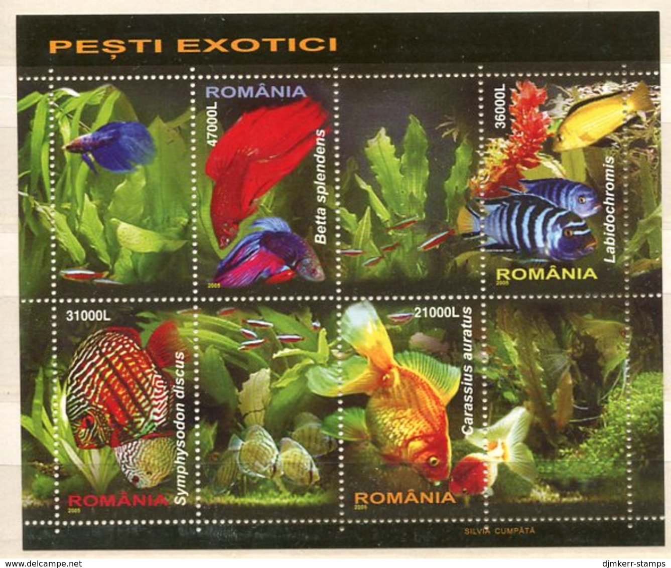 ROMANIA 2005  Tropical Fish Block MNH / **.  Michel Block 351 - Hojas Bloque