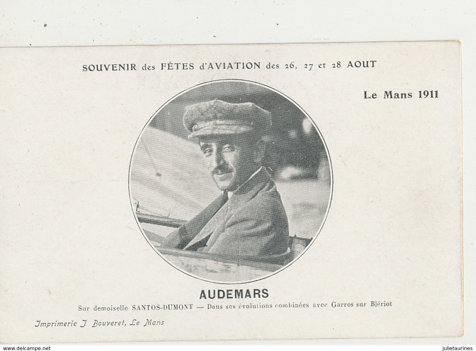 SOUVENIR DES FETES D AVIATION DES 26 AOUT LE MANS 1911 AUDEMARS CPA BON ETAT - Aviateurs