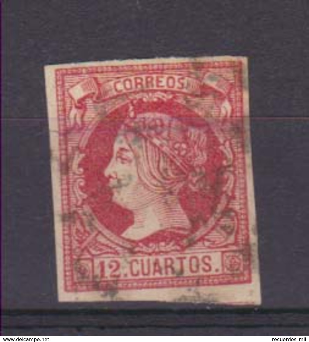 Año 1860 Edifil 53 Isabel II Matasellos Rueda Carreta - Usati