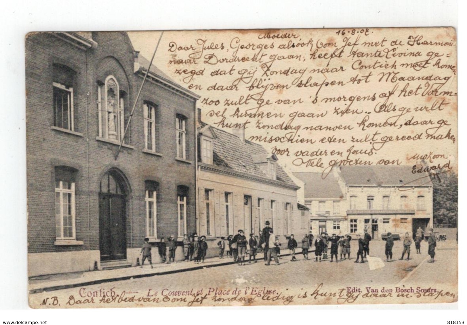 Kontich  Contich  Le Couvent Et Place De L'Eglise 1907 - Kontich