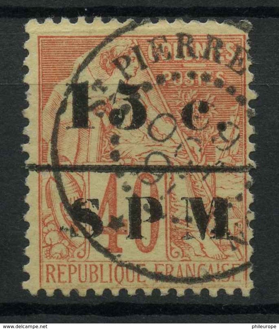 Saint Pierre Et Miquelon (1885) N 14 (o) (Dent Manquante En Dans Le Coin En Haut A Droite) - Oblitérés