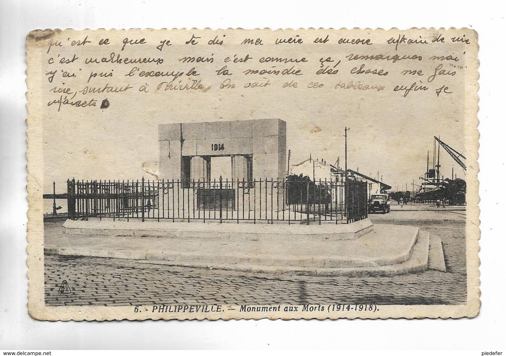 ALGERIE - PHILIPPEVILLE - Monument Aux Morts ( 1914 - 1918 )  Carte Au Pourtour Cranelé - Autres & Non Classés